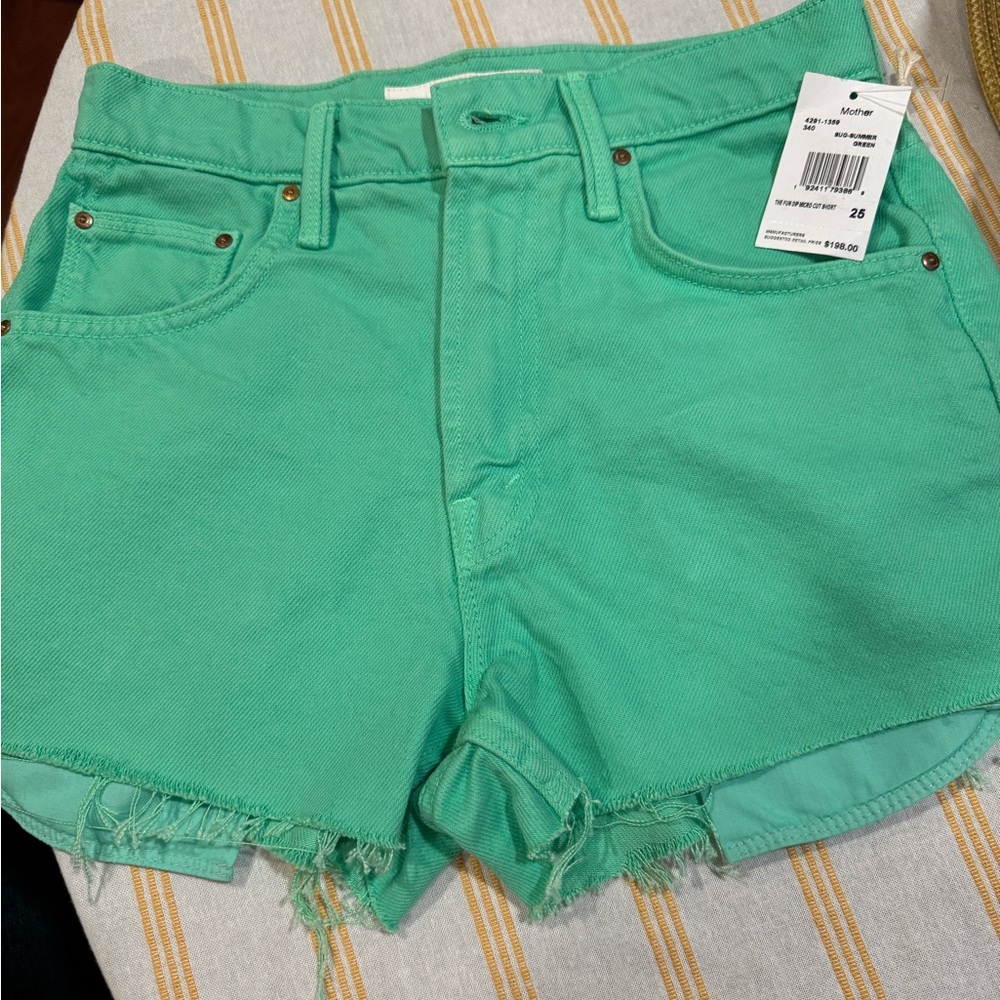 Green Denim Women's Shorts
